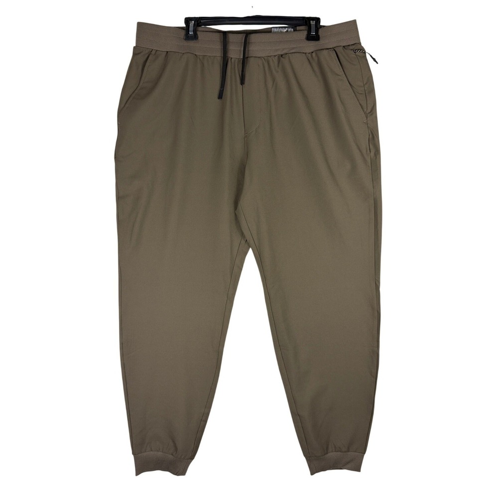 FLX Mens Dynamic Stretch Jogger Pants XL Brown Travel Leisure Wicking Recycled